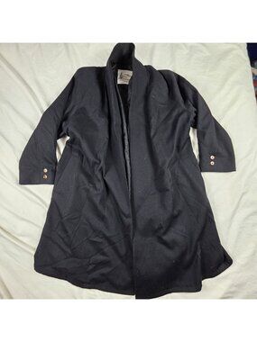 Vintage London Fog Womens Size 12 Black Wrap Coat Trench Jacket Shawl Collar